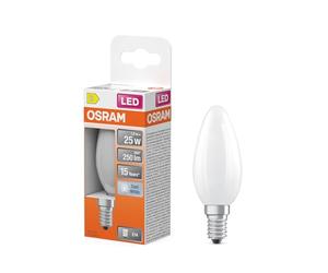 OSRAM Lampada LED Star Candle Shape B25 a filamento, 4000 K bianco freddo, 1,8 W, E14, satinata, 250 lm, 15.000 h, per luoghi di lavoro, lampadari, antiabbagliamento