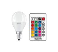 OSRAM Lampada LED STAR+ RGBW, attacco E14, colori RGB modificabili tramite telecomando, 4.9 W, forma a goccia, lampadina da 40 W, opaca, lampade LED RGBW retrofit con telecomando, confezione da 4