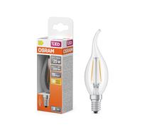 OSRAM Lampada LED Star Windstoß BA25 Filament, 2700 K bianco caldo, 1,8 W, E14, trasparente, 250 lm, 15.000 h, per lampadari, apparecchi decorativi