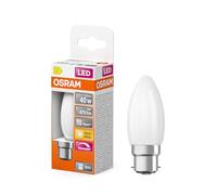 OSRAM Lampada LED Superstar B40 a forma di candela, dimmerabile, bianco caldo 2700 K, 3,4 W, B22d, satinata, 470 lm, 15.000 ore, per lampadari, applique