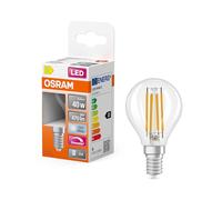 OSRAM Lampada LED Superstar P40 Globe Filament dimmerabile, 4000 K bianco neutro, 3,4 W, E14, trasparente, 470 lm, 15.000 h, per lampade da tavolo, ufficio