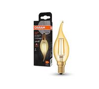 OSRAM Lampada LED Vintage 1906 Classic BA FIL, E14, colpo di vento, oro, 2.5W, 220lm, 2400K, luce bianca molto calda, filamento magnetico, basso consumo energetico, lunga durata