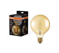 OSRAM Lampada LED Vintage 1906 vetro dorato, 7W, 600lm, forma Globo con diametro 125mm e attacco E27, luce bianca calda, filamento a spirale, dimmerabile, durata fino a 15.000 ore