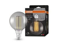 OSRAM Lampada LED Vintage 1906 vetro fumé, 11W, 500lm, forma Globo con diametro 125mm e attacco E27, luce bianca calda, filamento lineare, dimmerabile, durata fino a 15.000 ore