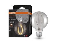OSRAM Lampada LED Vintage 1906 vetro fumé, 3,4W, 100lm, forma Globo con diametro 95mm e attacco E27, luce bianca calda, filamento non dimmerabile, durata fino a 15.000 ore