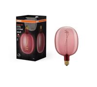OSRAM Lampada LED Vintage 1906 vetro rosa, 4,5W, 220lm, forma a palloncino con diametro 170mm e attacco E27, luce bianca calda, filamento dimmerabile, durata fino a 15.000 ore
