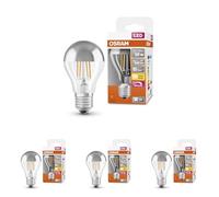 OSRAM Lampade a LED, forma classica del pistone, con corona di pistone a specchio, sostituzione di 50 watt, E27, a-forma, 2700 kelvin, bianco caldo, vetro trasparente, singolo pacchetto