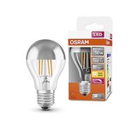 OSRAM Lampade a LED, forma classica del pistone, con corona di pistone a specchio, sostituzione di 50 watt, E27, a-forma, 2700 kelvin, bianco caldo, vetro trasparente, singolo pacchetto