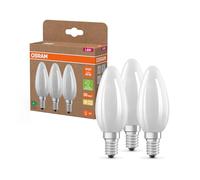 OSRAM Lampade LED ad alta efficienza con classe energetica A, confezione vantaggiosa con 3 lampadine, sostituisce le tradizionali lampadine da 40W, forma a candela, bianco caldo, E14, vetro opaco
