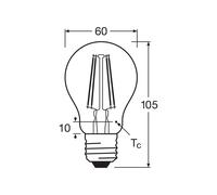 OSRAM Lampadina LED a filamenti E27 6,5W 827 Confezione da 4 pezzi 4099854193460