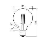OSRAM Lampadina LED a filamenti G95 E27 3,8W 2.700K 4099854235436