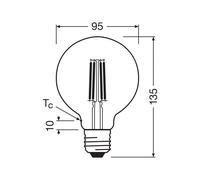 OSRAM Lampadina LED a filamenti G95 E27 5W 2.700K 4058075839502