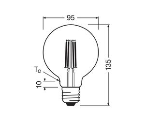 OSRAM Lampadina LED a filamenti G95 E27 5W 2.700K Osram