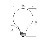 Osram Lampada LED LED Superstar Classic Globe G 95 dalla classica forma sferica in vetro smerigliato, 3,8 W, 806 lm, attacco E27, luce bianca calda con 2700 K, EEK A, diametro 95 mm.