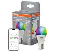 OSRAM Lampadina LED SMART+, a forma di lampadina A60 RGBW B22D, compatibile con Alexa e Google Home, bianco regolabile, multicolore, Wi-Fi, design a filamento