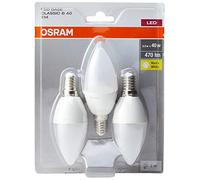 Osram Lampadine LED Candela, 5W Equivalenti 40W, Attacco E14, Luce Calda 2700K, Confezione da 3