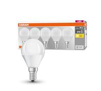 Osram Lampadine LED Sfera, 5.5W Equivalenti 40W, Attacco E14, Luce Calda 2700K, Confezione da 5
