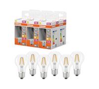 OSRAM Lámpara LED Superstar, forma de bombilla A40, filamento regulable, 2700 K, blanco cálido, 3,4 W, E27, transparente, 470 lm, para lámparas de techo y de pie, 15.000 h,6-Pack