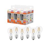 OSRAM Lámpara LED Superstar, forma de bombilla A60, filamento regulable, 2700 K, blanco cálido, 5,9 W, E27, transparente, 806 lm, para lámparas de techo y de pie, 15.000 h,6-Pack