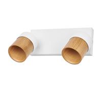 OSRAM LED Spot Half Wood Line Ceiling Spotlight 2x GU10, White/Wood decor, Steel