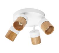 OSRAM LED Spot Half Wood Line Plate Ceiling Spotlight 4x GU10, White/Wood decor,
