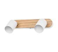 OSRAM LED Spot Wood Line Ceiling Spotlight 2x GU10, White/Wood decor, Steel/Rubb