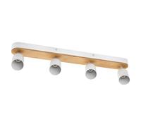 OSRAM LED Spot Wood Line Ceiling Spotlight 4x GU10, White/Wood decor, Steel/Rubb
