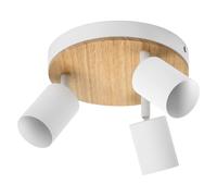 OSRAM LED Spot Wood Line Plate Ceiling Spotlight 3x GU10, White/Wood decor, Plat