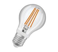 Osram LED Star Classicsensore di movimento e sensore di luce diurna, forma a lampadina, 7,3 W / 806 lm, EEK A,(2700 K), in vetro senza piombo di colore trasparente, E27, diametro 60 mm.