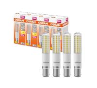 OSRAM LED T Slim lampada LED sottile multicolore in plastica con base B15d, forma a T, 8 W / 1055 lm, trasparente, luce bianca calda 2700 K, dimmerabile, diametro 18 mm, confezione da 4 pz.