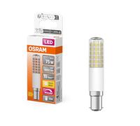 OSRAM LED T Slim slim multicolour LED lamp made of plastic with B15d base, T-shape, 8 W / 1,055 lm, clear, warm white light with 2,700 K, dimmable, 18-mm diameter, CRI 80.