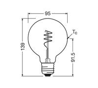 OSRAM LED Vintage G95 E27 3,4W 827 Filamento a spirale oro Osram