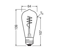 OSRAM LED Vintage ST64 E27 3,4W 927 Filamento a spirale chiaro Osram