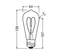 OSRAM LED Vintage ST64 E27 7,2W 927 Cuore Filamento dimmerabile Osram