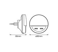 OSRAM LUNETTA LED Luce notturna bianca, con uscita USB, sensore giorno-notte, supporto per cellulare integrato, sistema plug-in, bianco caldo, IP20