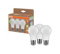 OSRAM NATURE LOOP - lampade LED particolarmente sostenibili in plastica riciclata, confezione vantaggiosa con 3 lampadine, sostituisce le tradizionali lampadine da 60W, forma a bulbo, E27,bianco caldo