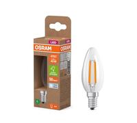 Osram classe energetica nella classica forma mini candela, 2,2 W / 470 lm, EEK A, luce bianca fredda (4000 K), CRI 80, in vetro senza piombo di colore trasparente, attacco E14, IP20, diametro 35 mm.