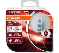 OSRAM NIGHT BREAKER LASER H7, 150% di luce in, lampada alogena per fari, 9005NL-HCB, 12V, scatola doppia (2 lampade)