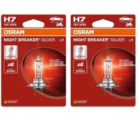OSRAM NIGHT BREAKER SILVER, H7, lampada per proiettori alogena, blister singolo (1 lampada) (Confezione da 2)