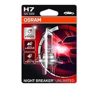 OSRAM NIGHT BREAKER UNLIMITED H7 Lampada alogena per proiettori 64210NBU-01B 110% in più di luce, 20% più bianca - Blister singolo