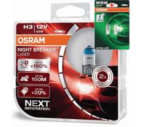 Osram Notte Breaker 200 Laser Argento LED H1 H3 H4 H7 H8 H11 HB3 HB4 Libera