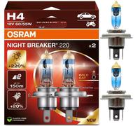 Osram Notte Breaker 220 9003 HB2 H4 60/55W Due Lampadine Testa Luce Ricambio