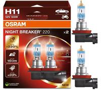 Osram Notte Breaker 220 H11 55W Due Lampadine Faro Basso Fascio Ricambio Azione