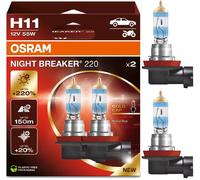 LAMPADE ALOGENE AMS-OSRAM SET 2 LAMPADE H11 NIGHT BREAKER LASER +220% 12V 55W