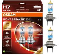 Osram Notte Breaker 220 H7 55W Due Lampadine Testa Luce Basso Fascio Ricambio OE