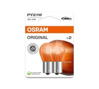 2 LAMPADE OSRAM ORIGINAL LINE PY21W Con Base In Metallo 12V Confezione Doppia