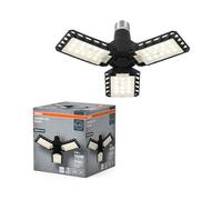 OSRAM Plafoniera Highbay Blade in plastica nera, con lamelle luminose regolabili, offre 17 W o 1700 lm in bianco neutro con 4000 K, filettatura E27, diametro 231 mm, IP20