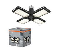 OSRAM Plafoniera Highbay Blade in plastica nera, con lamelle luminose regolabili, offre 23 W o 2350 lm in bianco neutro con 4000 K, filettatura E27, diametro 231 mm, IP20