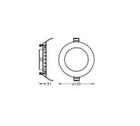 OSRAM Downlight Slim 120mm, luce da incasso a LED, 8W, bianco caldo 3000K, 550 lumen, design piatto, IP20, facile installazione per soggiorni e corridoi