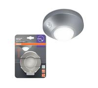 OSRAM Plafoniera NIGHTLUX, argento, con sensore di movimento e luce, funzionamento a batteria, IP20, 105 lm, 4000K, facile da installare e alloggiamento robusto.